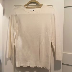 Halogen scallop edge white sweater - Small
